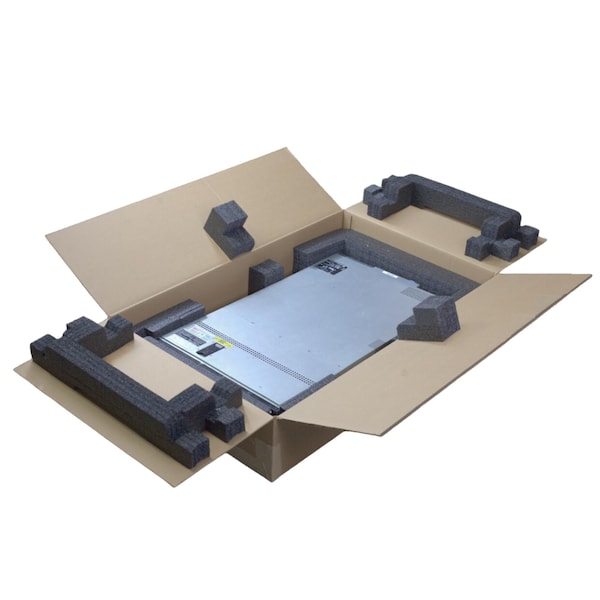 37 in x 23 in x 8 in Computer Monitor Shipping Box, Kraft, Corrugated / Foam, Double, 275#